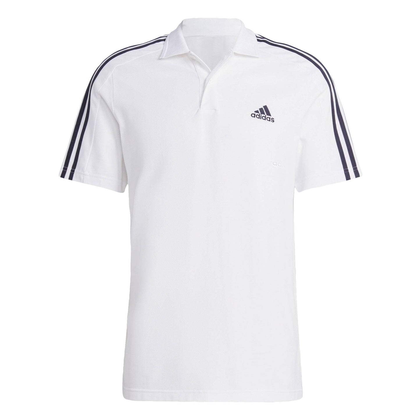 Men's Essentials Piqué Embroidered Small Logo 3-Stripes Polo Shirt Short Sleeve Polo Shirt
