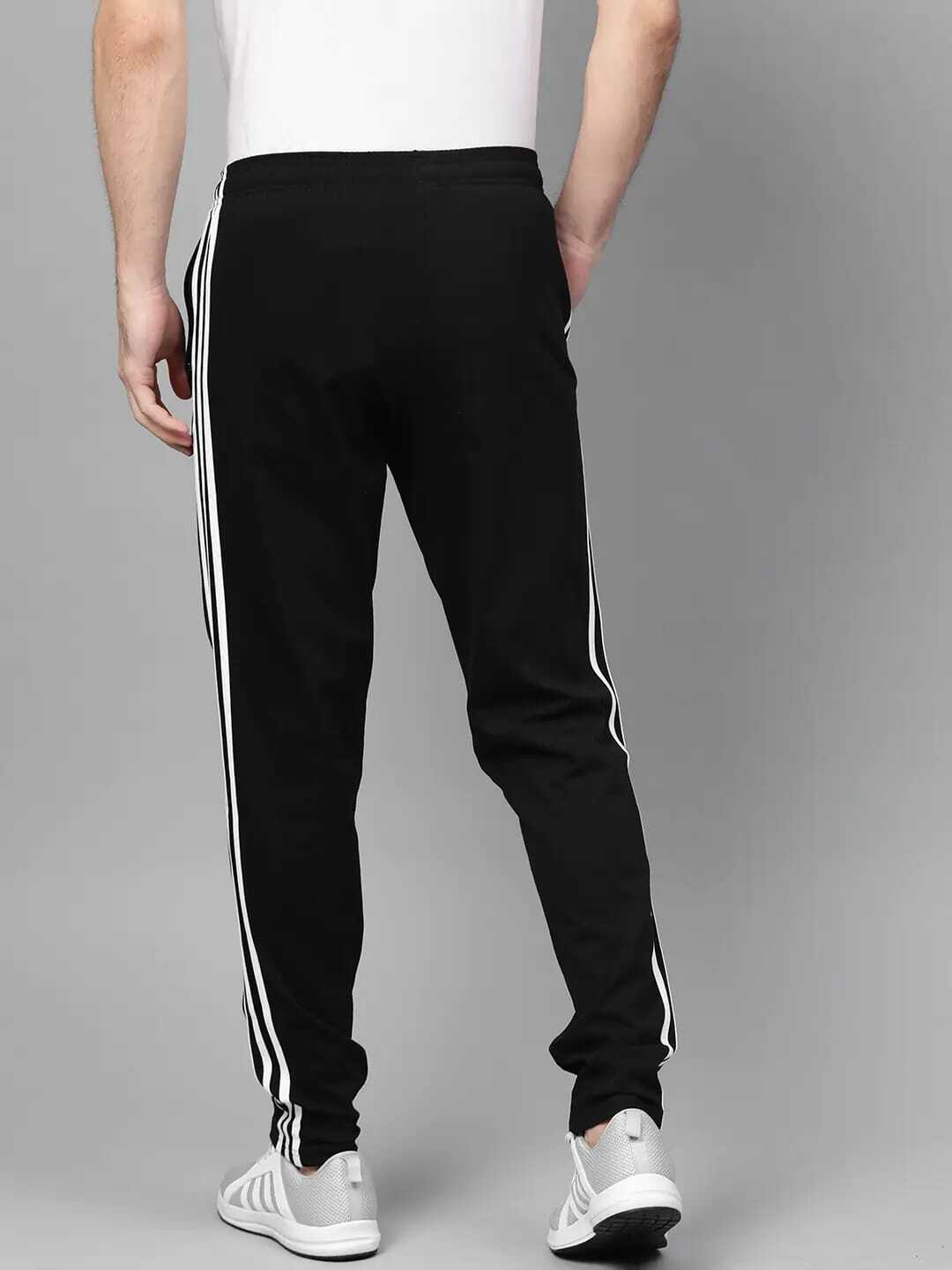 Adidas Solid Casual Men Track Pants color Black & White