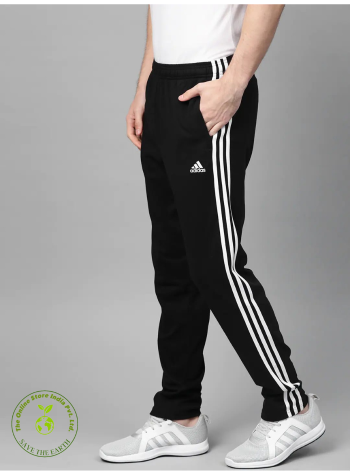 Adidas Solid Casual Men Track Pants color Black & White