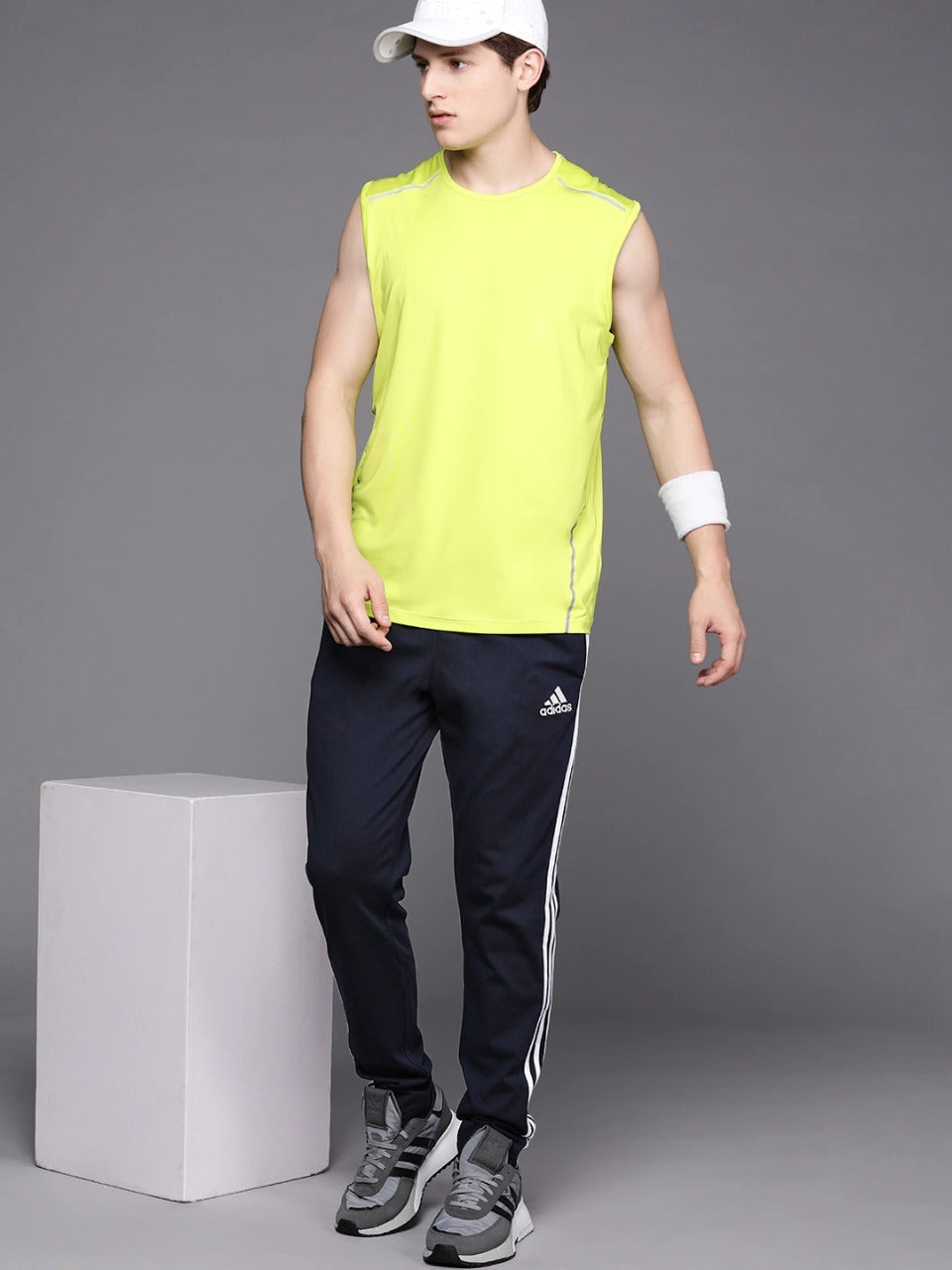 Adidas Solid Casual Men Navy Blue & White Stripes Track Pants