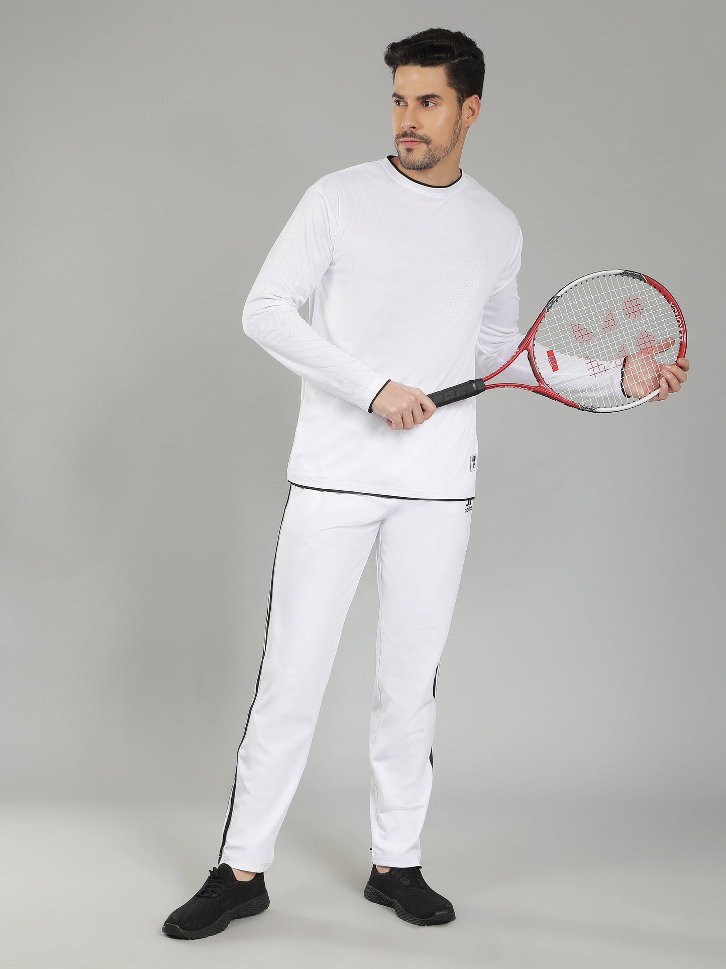 Adidas Solid Casual Men Track Pants color Black & White