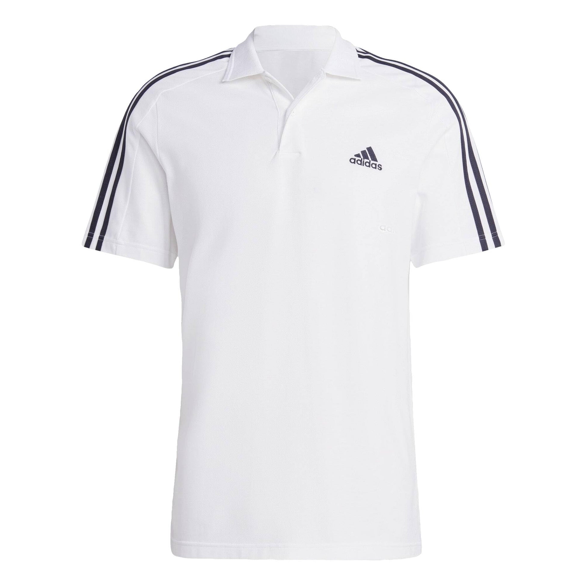 Men's Essentials Piqué Embroidered Small Logo 3-Stripes Polo Shirt Short Sleeve Polo Shirt
